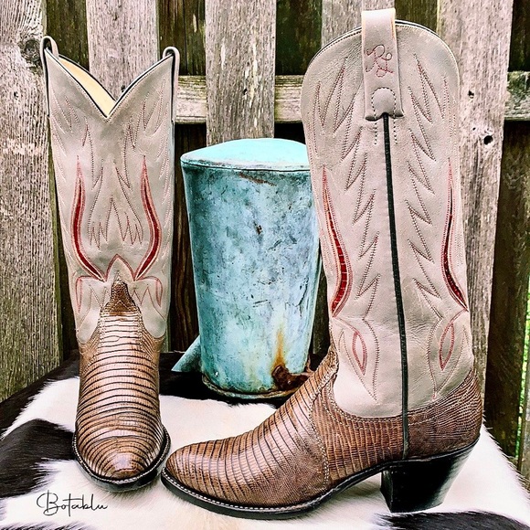 RALPH LAUREN Rare Vintage Lizard Exotic Leather Cowboy Cowgirl Western Boots 7 C - Picture 6 of 15